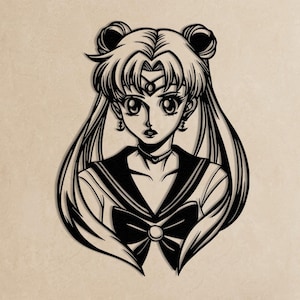 Arte de pared de metal de anime, decoración del hogar de manga, decoración de habitación de jugador, póster de anime, regalo para amantes del manga, póster de pared, arte lunar, regalo para amantes del anime