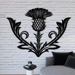 Decoración de cardo de lujo, decoración de pared de metal, flor de Escocia, arte mural natural, regalo escocés, póster de cardo, flor minimalista, regalo para mamá