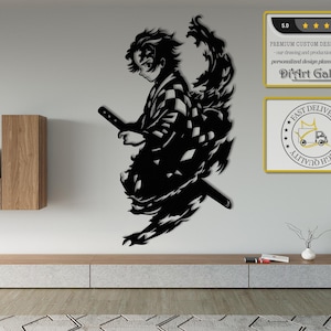 Anime Metal Wandkunst, Manga Wohndekor, Gamer Zimmer Dekor, Anime Poster, Manga-Liebhaber Geschenk, Wandposter, Tanjiro Art, Anime Liebhaber Geschenk