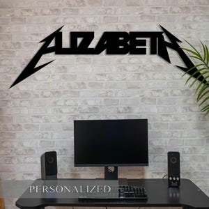 Personalisiertes Heavy Metal Wandschild, Rock & Roll Kunst, Musik Dekor, Classic Rock Art, Metalica Liebhaber, Benutzerdefiniertes Namensschild, Metal Love, benutzerdefinierte Kunst