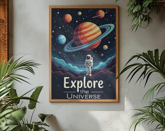 Astronaut Space Adventure Print - 'Explore the Universe' | Wall Art | Digital Print