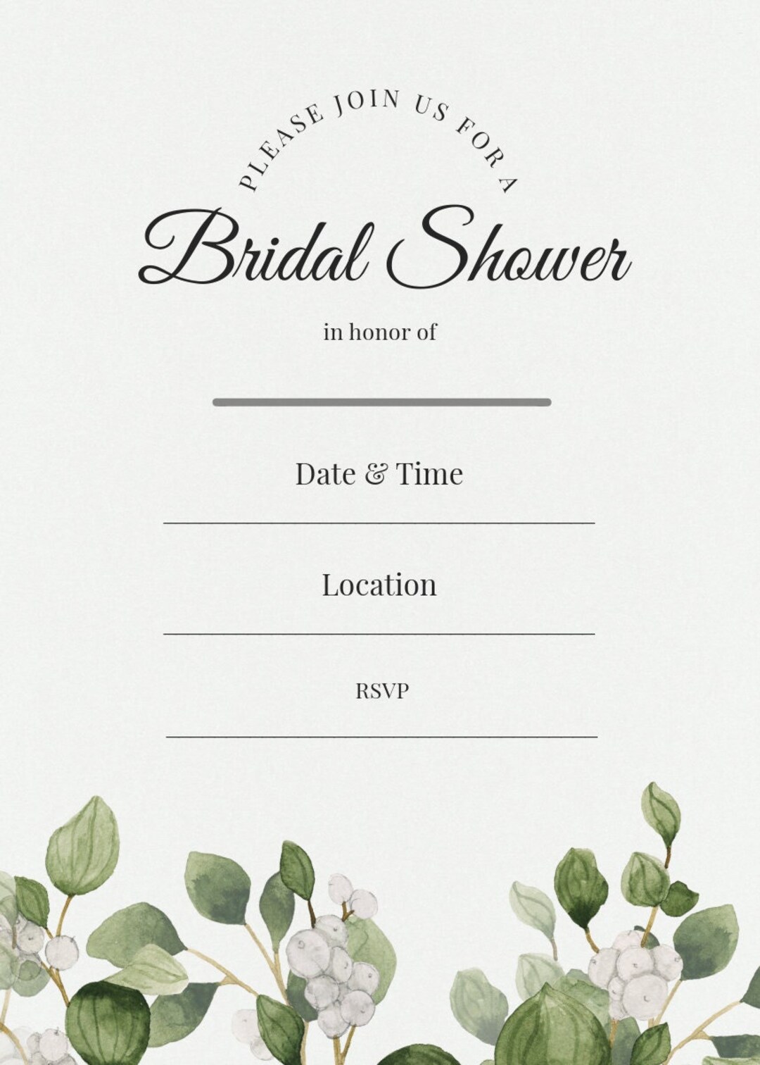 ブライダルシャワーの招待状の空欄を埋める