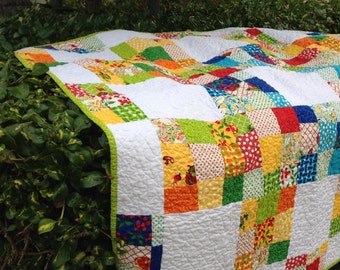 Eat Your Fruits and Vegetables Handmade Quilt Sofa Throw Table Topper