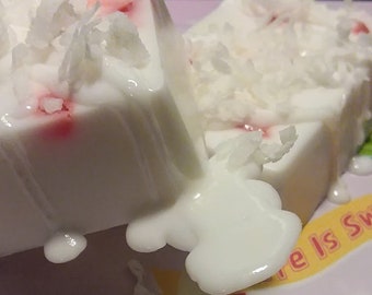 Handmade Sweet Cherry Coconut Soap, Tropical Paradise in a Bar, Fresh and Fruity Delight