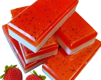Strawberry Jam Glycerin Bar Soap, Handmade Moisturizing Fruity Skincare