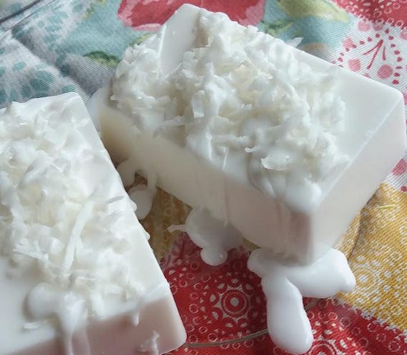 Caribbean Coconut Soap, White Tropical, Summer Scent 4 oz Bar Soap