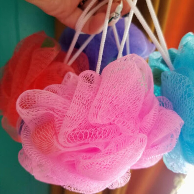 Sponge String Soap Infused Bath Sponge, All in One Mesh Pouf Bath for Sensitive Skin ...
