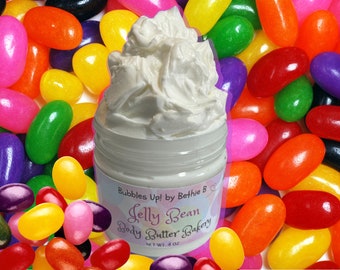 Jelly Bean Body Butter 4oz Jar, Moisturizer For Very Dry Skin, Chapped Hands, Jojoba, Aloe, Sunflower, Chamomile Oils, Sweet Candy Bath Gift