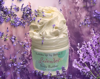 Lavender Body Butter 4 oz Jar Relaxing Scent Gift For Her Lavender Night Cream For Dry Cracked Heels Ointment Chapped Hands Moisturizer