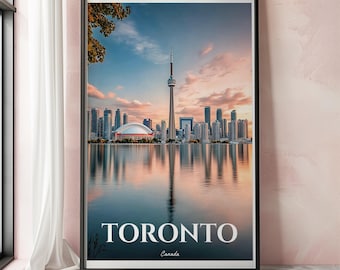 Toronto Travel Art Print, Toronto Travel Poster, Toronto Wall Art, Toronto Skyline Poster, Canada Travel Poster, Canada Home Decor