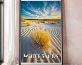 White Sands National Park Poster, White Sands National Park Wall Art, National Park Poster, National Park Print, National Park Decor