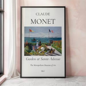 Claude Monet Art Print, Garden at Sainte-Adresse, Monet Exhibition Poster, Monet Painting, Vintage Home Poster, Famous Artist Posters