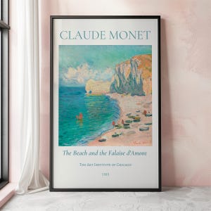 Claude Monet Art Print, The Beach and the Falaise d&#39;Amont, Monet Exhibition Poster, Monet Beach Painting, Vintage Art Poster, Beach Wall Art
