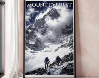 Mount Everest Wand Kunst Druck, Mount Everest Reise Poster, Everest Wohnkultur, Mount Everest Geschenk Kunst, Bergspitzen Reise