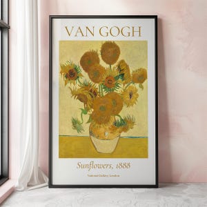 Van Gogh-kunstprint, zonnebloemen, Van Gogh-tentoonstellingsposter, Van Gogh-schilderij, bloemen muurdecoratie, afdrukbare bloemenposter, museumposter, Van Gogh-schilderij, zonnebloemen, Van Gogh-tentoonstellingsposter, Van Gogh-schilderij