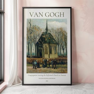 Van Gogh Art Print, Congregation Leaving the Reformed Church in Nuenen, Van Gogh Exhibition Poster, Van Gogh Painting, Museum Poster