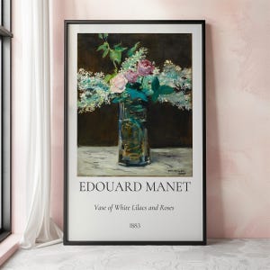 Edouard Manet Print, Vase of White Lilacs and Roses, Edouard Manet Poster, Flowers Painting, Floral Printable Poster, Flowers Wall Decor