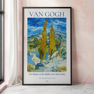 Van Gogh Art Print, Two Poplars in the Alpilles near Saint-Rémy, Van Gogh Exhibition Poster, Van Gogh Painting, Nature Wall Art