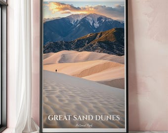 Great Sand Dunes National Park Reiseplakat, Great Sand Dunes Wandkunst, Colorado Reisedruck, Great Sand Dunes National Park Druck