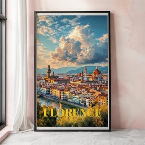 Florence Travel Poster Print, Italy Wall Art For Home Decor, European Landscape Gift, Italian Aesthetic Art For Travel Lovers And Dreamers