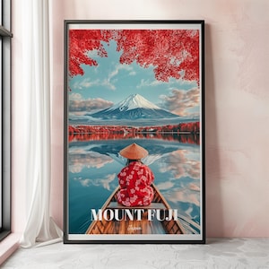Mount Fuji Wall Art Print, Mount Fuji Poster, Japan Travel Poster With Mountain Landscape, Japanese Mount Fuji Art, Japanese Wall Decor