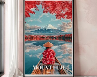 Mount Fuji Wall Art Print, Mount Fuji Poster, Japan Travel Poster With Mountain Landscape, Japanese Mount Fuji Art, Japanese Wall Decor