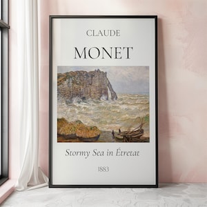 Claude Monet Art Print, Stormy Sea in Étretat, Monet Exhibition Poster, Monet Painting, Vintage Home Poster, Famous Artist Posters