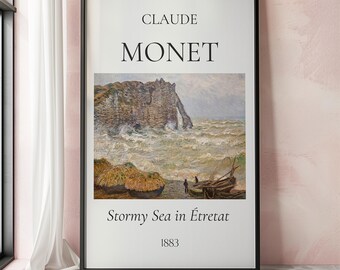 Claude Monet Art Print, Stormy Sea in Étretat, Monet Exhibition Poster, Monet Painting, Vintage Home Poster, Famous Artist Posters