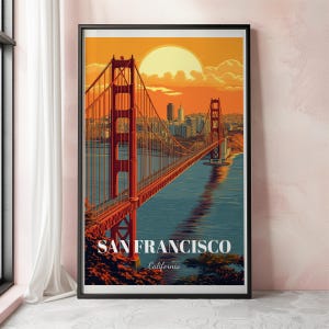 San Francisco Travel Poster, San Francisco Print, Travel Print, San Francisco Wall Art, Golden Gate Bridge Print, California Art Print