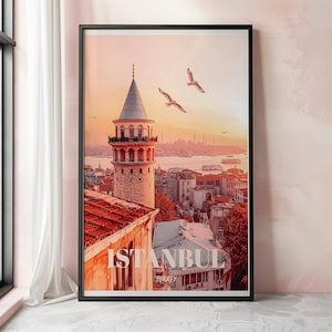 Istanbul Wall Art Print, Turkey Travel Poster, Galata Tower Print, Scenic City Landscape Gift For Traveler, Unique Istanbul Artwork