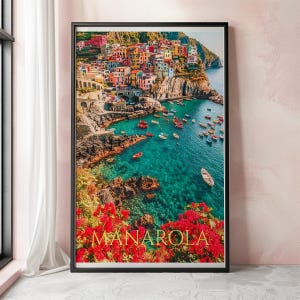 Manarola Italy Travel Print, Manarola Wall Art, Cinque Terre Wall Art, Italian Coastal Poster, Italy Landscape Decor, Mediterranean Poster