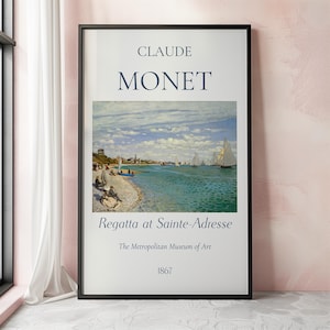 Claude Monet Art Print, Regatta at Sainte-Adresse, Monet Exhibition Poster, Monet Painting, Vintage Home Poster, Famous Artist Posters