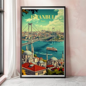 Istanbul Wall Art Print, Turkey Travel Poster For Home Or Office Decor, Scenic City Landscape Gift For Traveler, Unique Istanbul Artwork