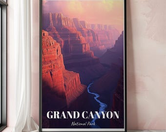 Grand Canyon Travel Poster, Grand Canyon Wall Art Print, Grand Canyon National Park Poster, Arizona Travel Print, Arizona Wall Art
