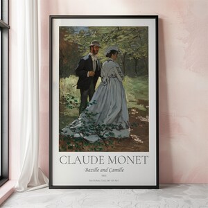 Claude Monet Art Print, Bazille and Camille, Monet Exhibition Poster, Monet Paintings, Vintage Lovers Poster, Impressionist Art Poster