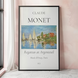 Claude Monet Art Print, Regattas at Argenteuil, Monet Exhibition Poster, Monet Painting, Vintage Home Poster, Impressionist Art