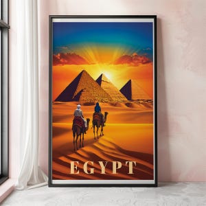 Ancient Egypt Wall Art Print, Pyramids Travel Poster, Historical Egypt Decor For Home Or Office, Unique Gift For History And Travel Lovers