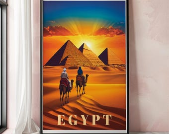Antikes Ägypten Wand-Kunstdruck, Pyramiden Reiseplakat, Historisches Ägypten Dekor Für Haus Oder Büro, Einzigartiges Geschenk für Geschichts- und Reiseliebhaber