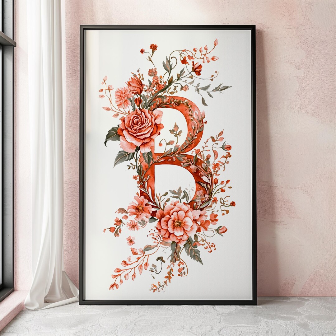 Watercolor Letter B Poster, Alphabet B Wall Art, Initial B Print ...