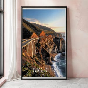 Big Sur Reise Poster, Kalifornien Wandkunst, Big Sur Landschaft Druck, Küsten Kunst zum ausdrucken, Westküste Dekor, Natur Geschenk