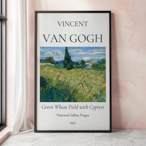 Van Gogh Art Print, Green Wheat Field with Cypress, Van Gogh Exhibition Poster, Van Gogh Painting, Nature Landscape Art, Museum Poster