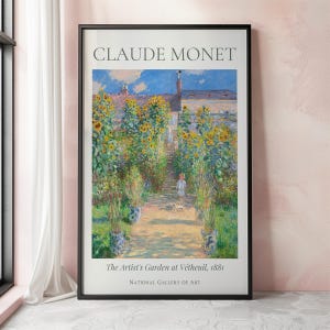 Claude Monet Art Print, The Artist&#39;s Garden at Vétheuil, Monet Exhibition Poster, Monet Painting, Vintage Home Poster, Famous Artist Posters