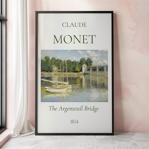 Claude Monet Art Print, The Argenteuil Bridge, Monet Exhibition Poster, Monet Painting, Vintage Home Poster, Famous Artist Posters