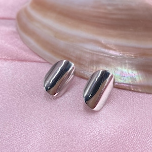 Sterling Silver Oval Dome Earrings: Minimalist 925 Silver