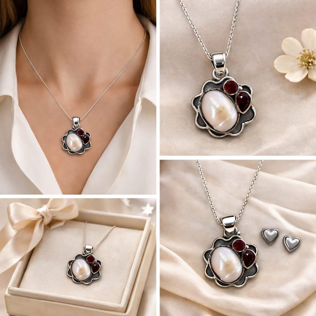 Jeweloporium Collana in argento con agata multicolore del Botswana