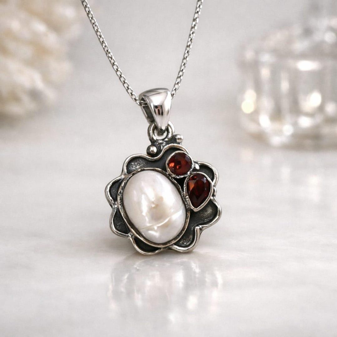 Jeweloporium Collana con ciondolo Boho in pietra preziosa naturale