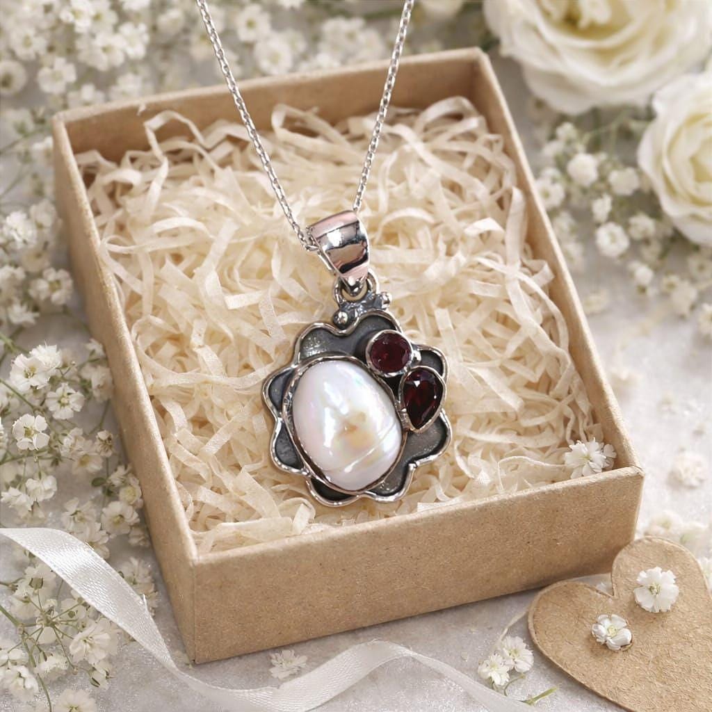 Collana Artigianale Jeweloporium In Argento 925 Con Lapislazzuli, Onice, Cristallo E Granato, Pietre Naturali, Regalo Donna