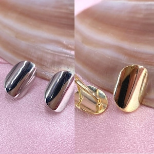 14K Gold Plated Sterling Silver Oval Dome Earrings