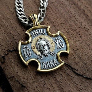 Silver Orthodox Christian Pendant Religious Pectoral Icon Gift for Him Protection Charm Image of Edessa Icon Pendant Prayer Pendant