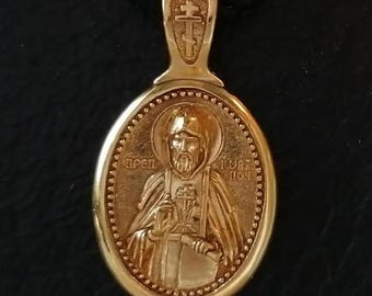 Handmade Orthodox Gold-Plated Saint Icon Pendant, Christian Medal Necklace, Religious Protection Charm, Spiritual Gift for Him